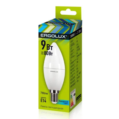 Ergolux LED-C35-9W-E14-4K Лампа светодиод. Свеча 9Вт