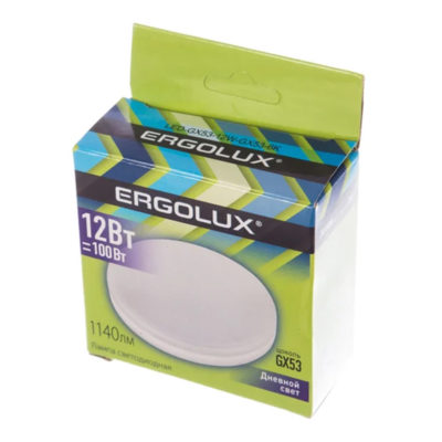 Ergolux LED-GX53-12W-GX53-6K Лампа светодиод. 12Вт