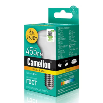 Camelion LED6-R50/830/E14 Лампа светодиод. 6Вт