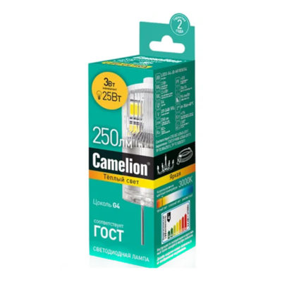 Camelion LED3-G4-JD-NF/830/G4 Лампа светодиод. 3 Вт