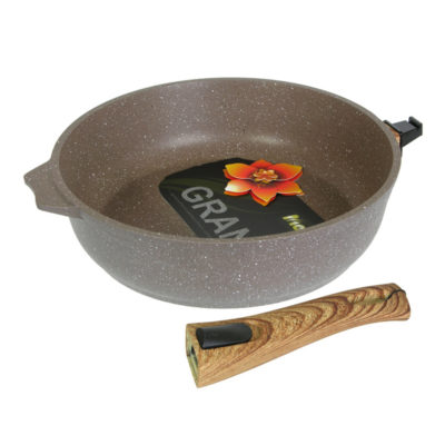 Сковорода 24 см АП Гранит коричневая со съемной ручкой