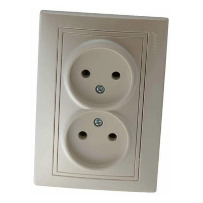 Розетка 2СП б/з керамика белый перламутр Mira Lezard