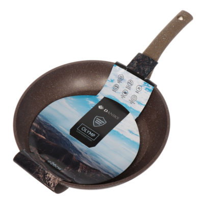 Сковорода Олимп ГРАНИТ КОРИЧНЕВЫЙ 240мм.  антиприг. мрамор. покр. без крышки