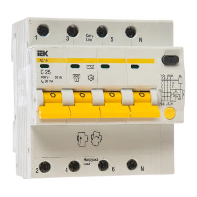 АВДТ 4п 25А 30мА IEK