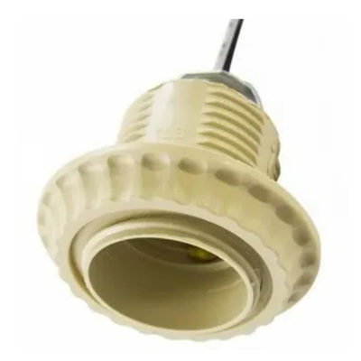 Патрон с прижимным кольцом Е27 бел. (для люстр с проводами)