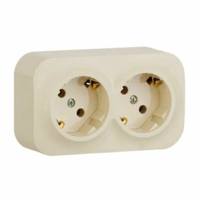 Розетка 2ОП 16А с/з без шторок слоновая кость Quteo
