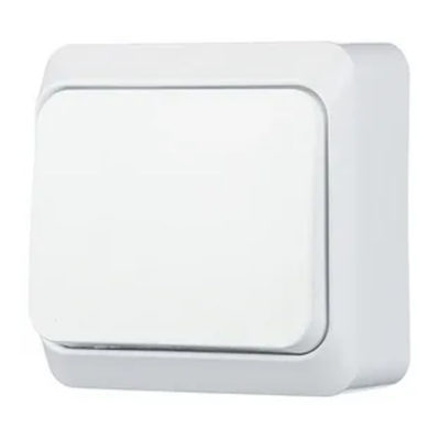 ВА10-004В Переключатель одноклавишный наружный белый ЭТЮД