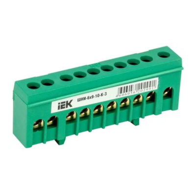 Шина РЕ "земля" в корп.изол. на DIN-рейку ШНИ-6*9-10-К-З