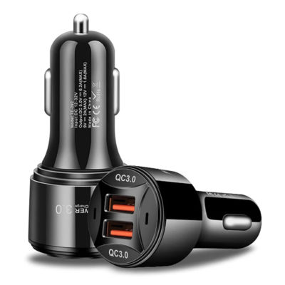 Блок питания 36W USB (автомобильный) (2USB + Lightning iPhone) черный