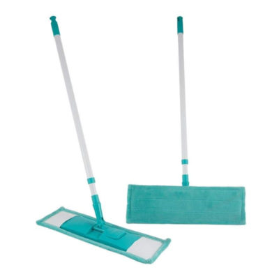 Швабра плоская прямоугольная 60см (хлопок) черен.130см. телеск. белая/желт.