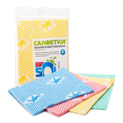 Салфетка бытовая Бамбуковая 30*34 см 5шт.