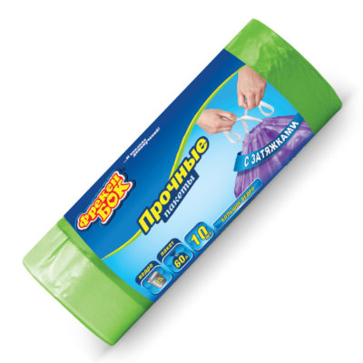 Пакеты  для мусора 60л 10шт  с затяжкой