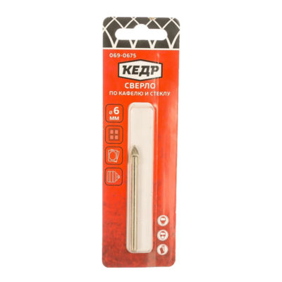 Сверло по кафелю и стеклу 6 мм "КЕДР"