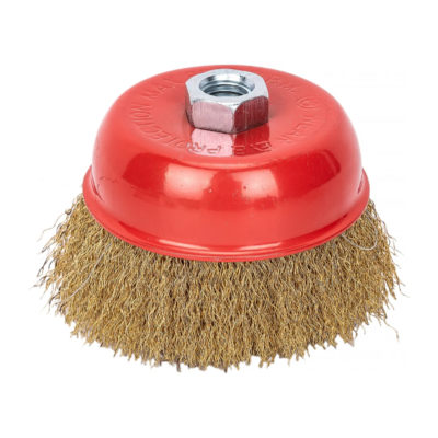Щетка для УШМ "чашка" 100 мм латунированная проволока М14