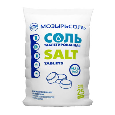 Соль таблетированная МОЗЫРЬСОЛЬ (Беларусь) для регенирации фильтров - 25 кг мешок