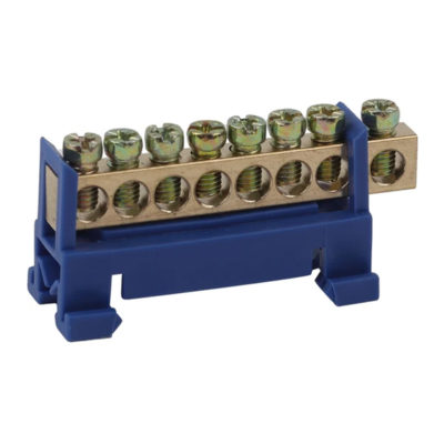 Шина нулевая №6*9 8 отв. синий углов.изолятор