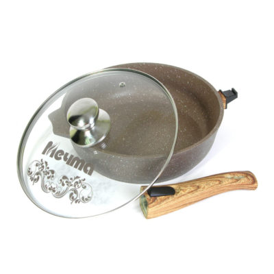 Сковорода 22 см АП Гранит коричневая со съемной ручкой