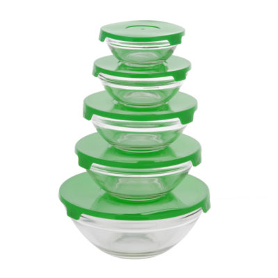 Набор стеклянных салатников ДОЛЯНА с крышками 5 предметов