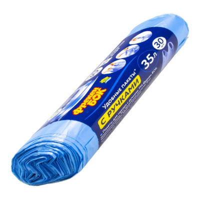 Пакеты для мусора прочные 35л. Синие рулон 30шт.