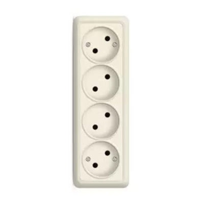 Розетка 4ОП б/з слоновая кость ОЛИМП UNIVersal (4/80)