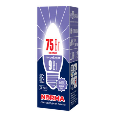 LED-C37-9W/6500K/E27 Лампа светодиод.