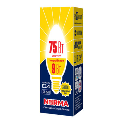 LED-C37-9W/3000K/E14 Лампа светодиод.