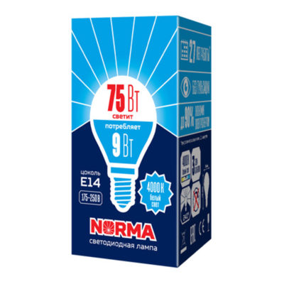 LED-G45-9W/4000K/E14 Лампа светодиод.