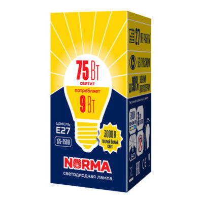 LED-G45-9W/3000K/E27 Лампа светодиод.