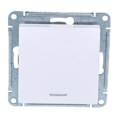 Переключатель 1-кл. ATLASDESIGN с подсветкой 6а белый