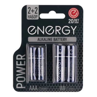 Батарейка LR6+LR03/4B ТИП AA+AAA ENERGY (4 шт в блистере)