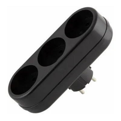 Разветвитель 3L 3гн. б/з 10А 250В черн TOKER