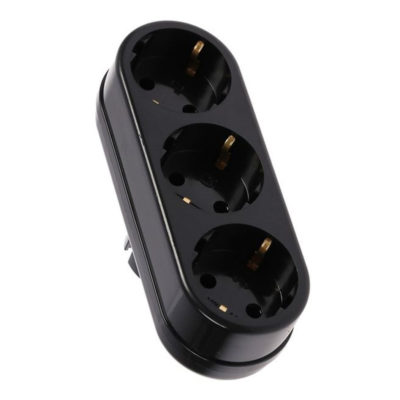 Разветвитель 3L3 3гн. c/з 16А 250В черн TOKER