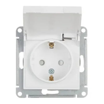 Механизм розетки с/з со шторками с крышкой 16А IP20 ATLASDESIGN