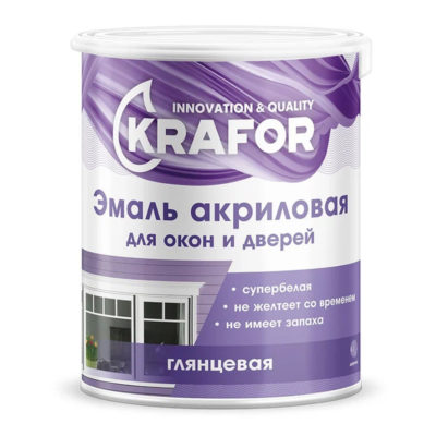 ЭМАЛЬ АКРИЛОВАЯ Д/ОКОН И ДВЕРЕЙ СУПЕРБЕЛАЯ 3 КГ KRAFOR