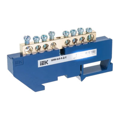 Шина "N" нулевая с изолятором на DIN-рейку ШНИ 6*9-8-Д-С