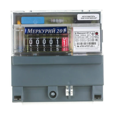 Счетчик Меркурий 201.6 1 ф однотариф. имп вых.мех