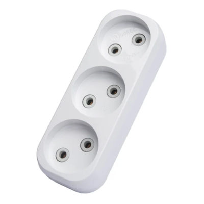 Разветвитель (тройник) 3 розетки 10А белый Makel