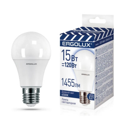 Ergolux LED-A60-15W-E27-6K Эл.лампа светиодиодная ЛОН 15Вт Е27 6500К