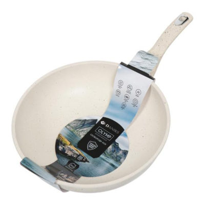 Сковорода Олимп Антипригар. 300мм*90мм белый б/крышки