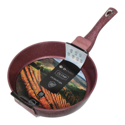 Сковорода Олимп МРАМОР винный 260мм антипригар покр. без крышки