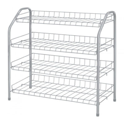 Полка для обуви металл 4 полки серый НИКА