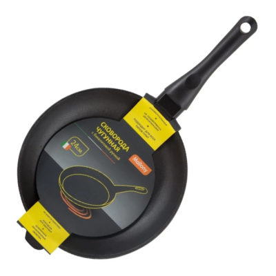 Сковорода чугунная 24 см ручка дерево MALLONY