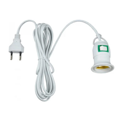 DLC-P-T50B/E27 2M WHITE Патрон подвесной с выключателем и штепсельной вилкой