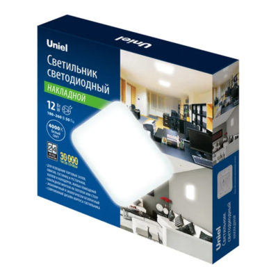 ULI-B322 12W/4000K/22 QUATRO-2 Светильник светодиодный накладной (4000К) 220*220*60 мм Белый TM Uniel