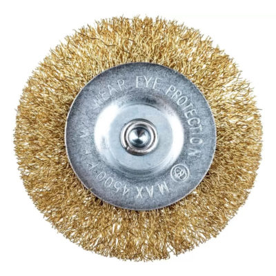 Щетка для дрели 75мм плоская со шпилькой латун.провол.