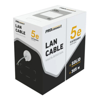 Кабель д/интернета 305 м UTP 4PR CAT5e омедненный Ripo