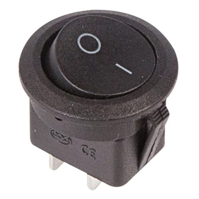 Выключатель клавишн. 6А круглый черный