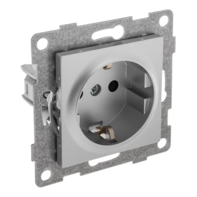Механизм розетки 1СП с/з без шторок 16А серебро Ugra GUSI