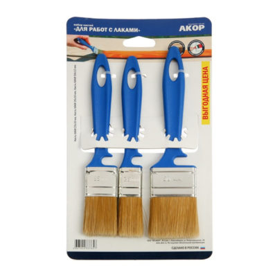 Набор кистей 25-35-50мм искуств.щетина ЛАКИ АКОР
