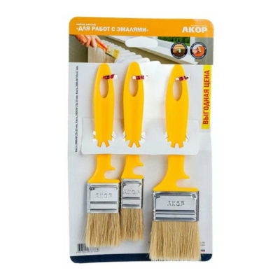 Набор кистей 25-35-50мм смеш.щетина РАБОТЫ ПО ДЕРЕВУ АКОР
